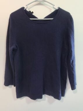 Talbots Navy Blue Cashmere Long Sleeve Tee Sz Large